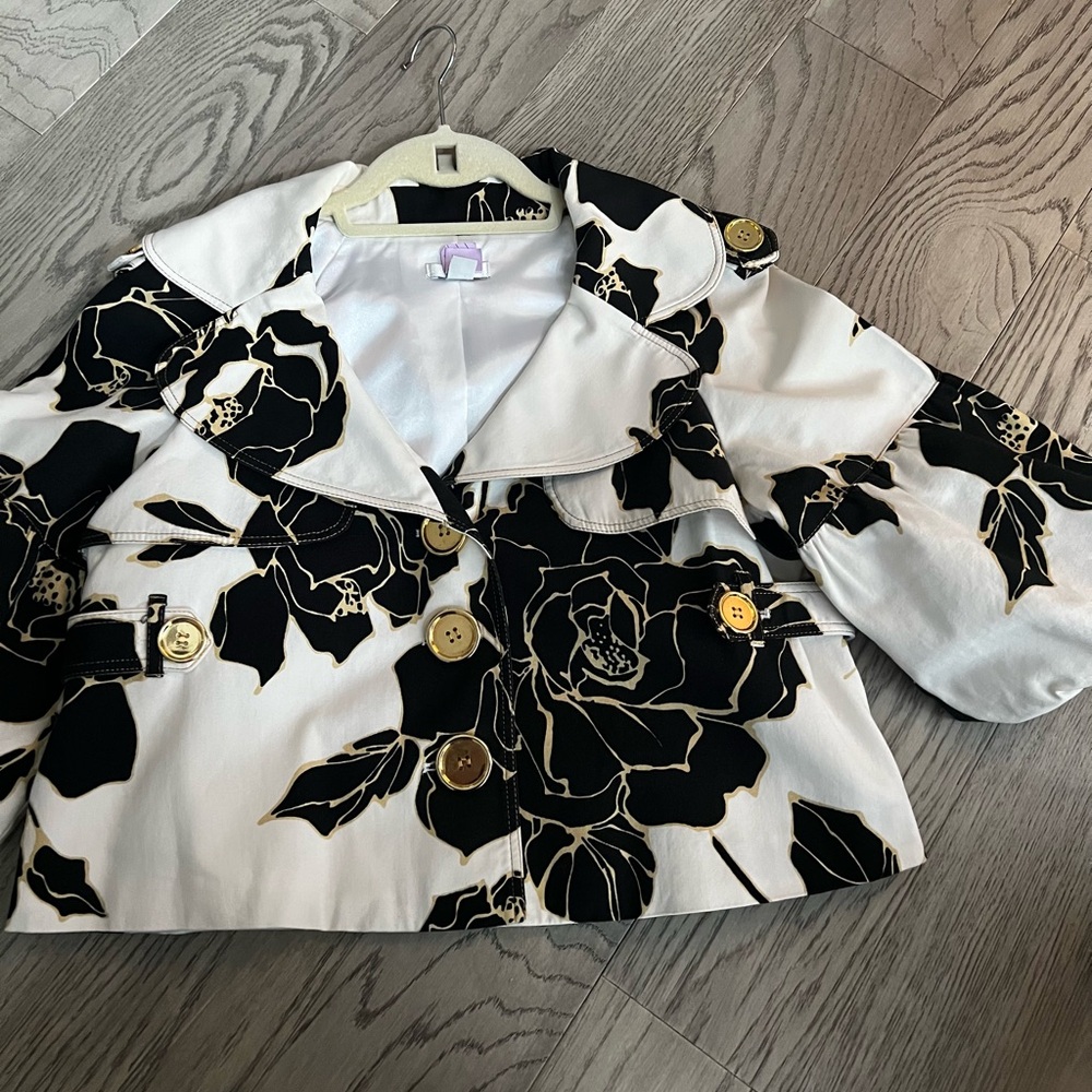 CACHE Crop jacket 3/4 sleeves Blk & off white
